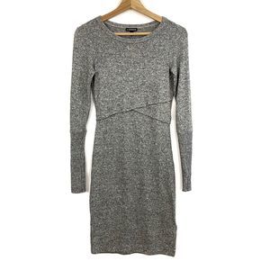 Express Gray Soft Knit Long Sleeve Dress